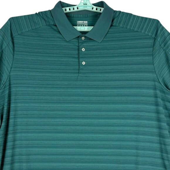 Lands End Outfitters Men's Short Sleeve Striped Green Teal Polo Shirt Size 3XL - Picture 3 of 8
